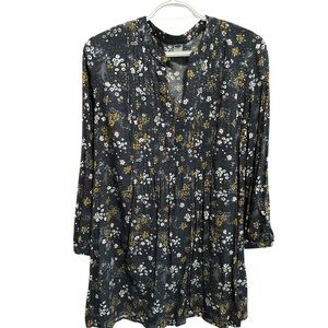 Old Navy Floral Tunic Top - Black and Yellow